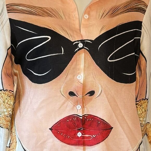 Stylish Graphic Women's Blouse - Multicolor - Picture 2 of 5